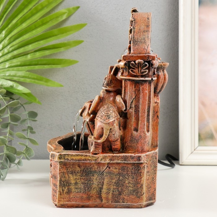 Фонтан настольный от сети, подсветка Фонтан настольный от сети, подсветка "Два слона под аркой" 19х14х26 см