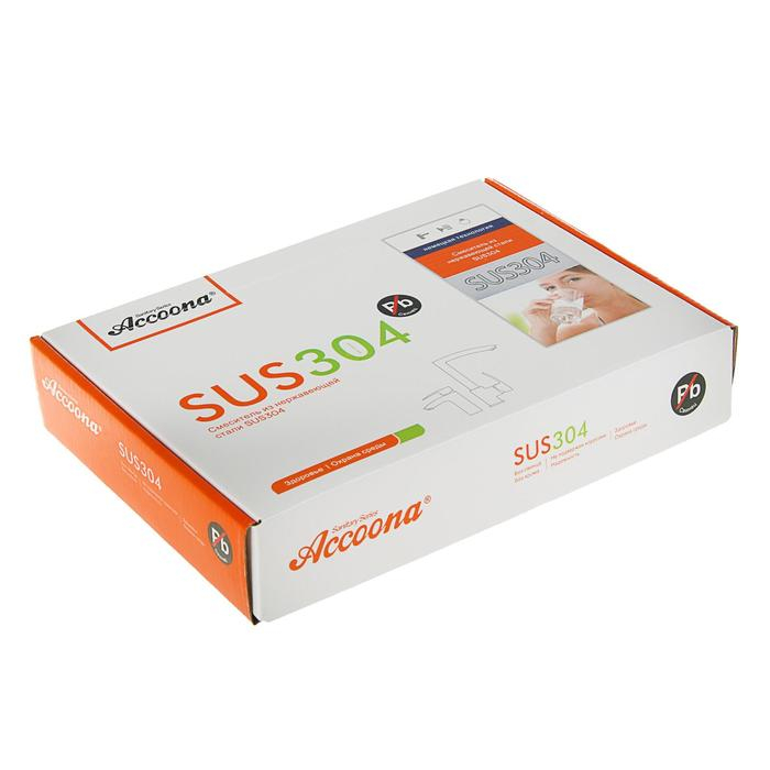 Cмеситель для раковины Accoona A9690-2, однорычажный, с гайкой, нержавеющая сталь Cмеситель для раковины Accoona A9690-2, однорычажный, с гайкой, нержавеющая сталь