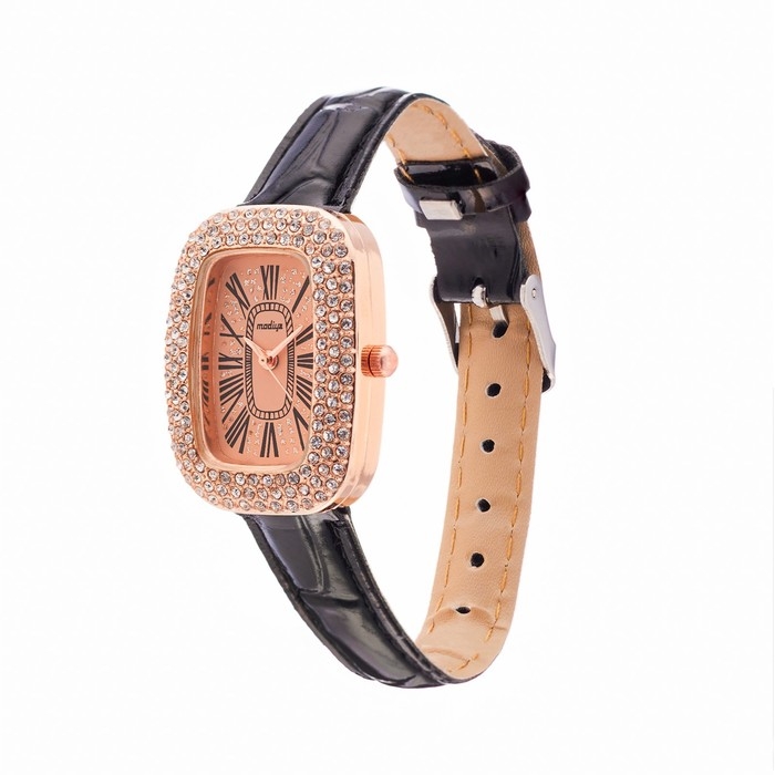 Часы наручные кварцевые женские, черный ремешок Часы наручные кварцевые женские, черный ремешок