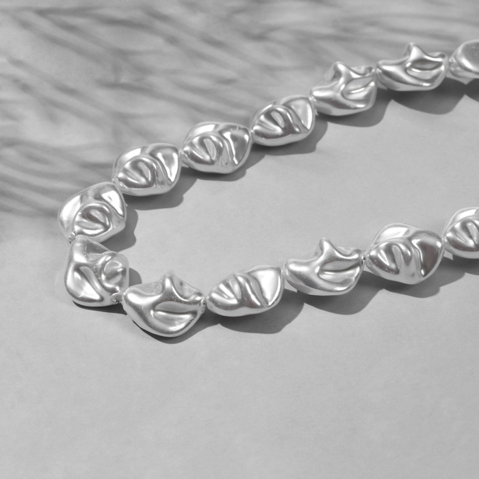 Бусины пластиковые на нити «Жемчуг» 1,9×1,6×0,8 см, (набор 80 шт.), цвет белый