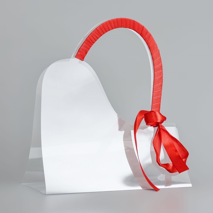 Переноска для цветов с лентой, 30х25х12 см, красная Переноска для цветов с лентой, 30х25х12 см, красная