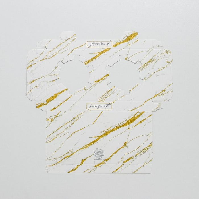 Коробка для капкейка, кондитерская упаковка, 2 ячейки, «Мрамор», 16 х 8 х 11.5 см