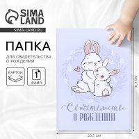 Папка для свидетельства о рождении «Наше чудо», зайки, А5