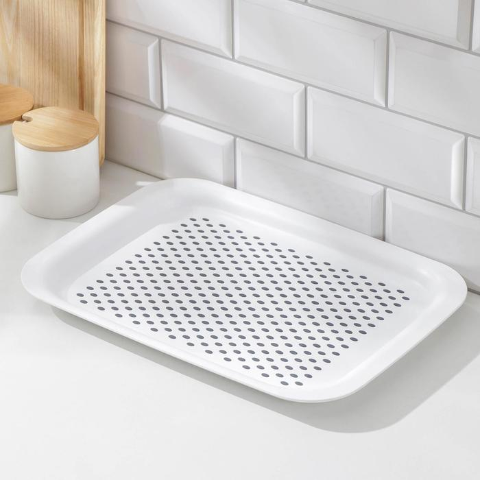 Поднос с антискользящим покрытием, 36,5×27 см, цвет МИКС Поднос с антискользящим покрытием, 36,5×27 см, цвет МИКС