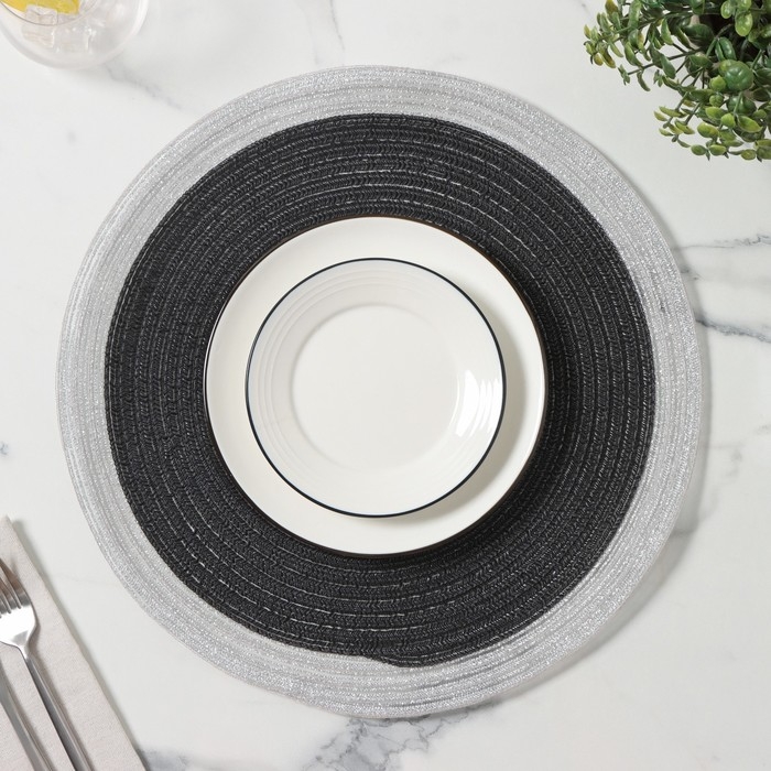 Салфетка сервировочная на стол Доляна &laquo;Лана&raquo;, d=38 см, цвет чёрный