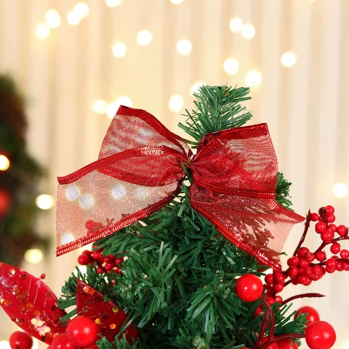 Ёлка декор Ёлка декор "Праздничная" бантик листья ягоды, 14х26 см, красный