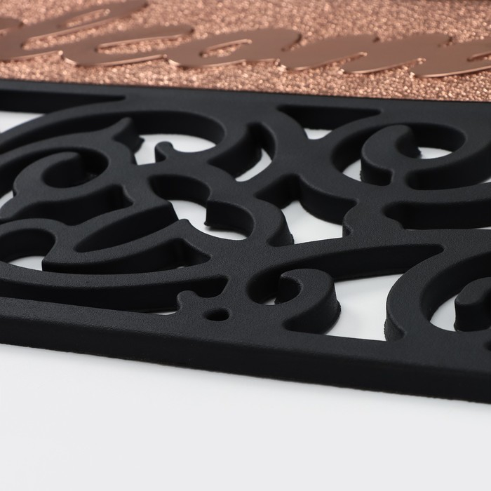 Коврик придверный узорный Доляна «Welcome. Вензель», 45×75 см, цвет чёрный Коврик придверный узорный Доляна «Welcome. Вензель», 45×75 см, цвет чёрный