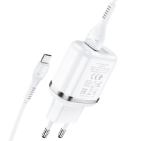 Сетевое зарядное устройство Hoco N4, 2 USB - 2.4 А, кабель microUSB 1 м, белый