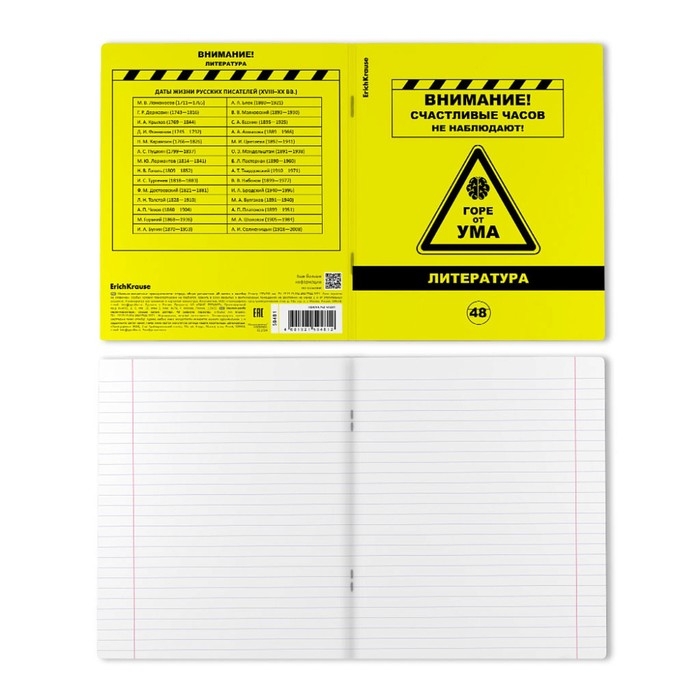 Тетрадь предметная ЛИТЕРАТУРА, 48 листов в линейку, ErichKrause Be Informed, пластиковая обложка, шелкография, блок офсет 100% белизна, инфо-блок Тетрадь предметная ЛИТЕРАТУРА, 48 листов в линейку, ErichKrause Be Informed, пластиковая обложка, шелкография, блок офсет 100% белизна, инфо-блок