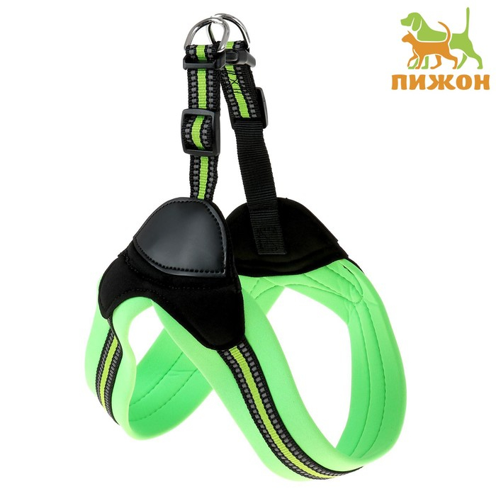 Шлейка супермягкая со светоотражающей прошивкой, обхват 48-54 см, зелёная Шлейка супермягкая со светоотражающей прошивкой, обхват 48-54 см, зелёная