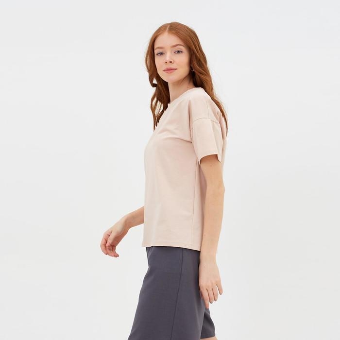 Футболка женская MINAKU REGULAR FIT: цвет бежевый, р-р 54