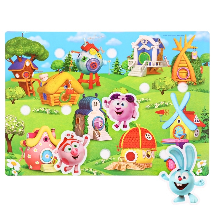 Игра развивающая на липучках Игра развивающая на липучках "Изучаем кто где живет", Смешарики