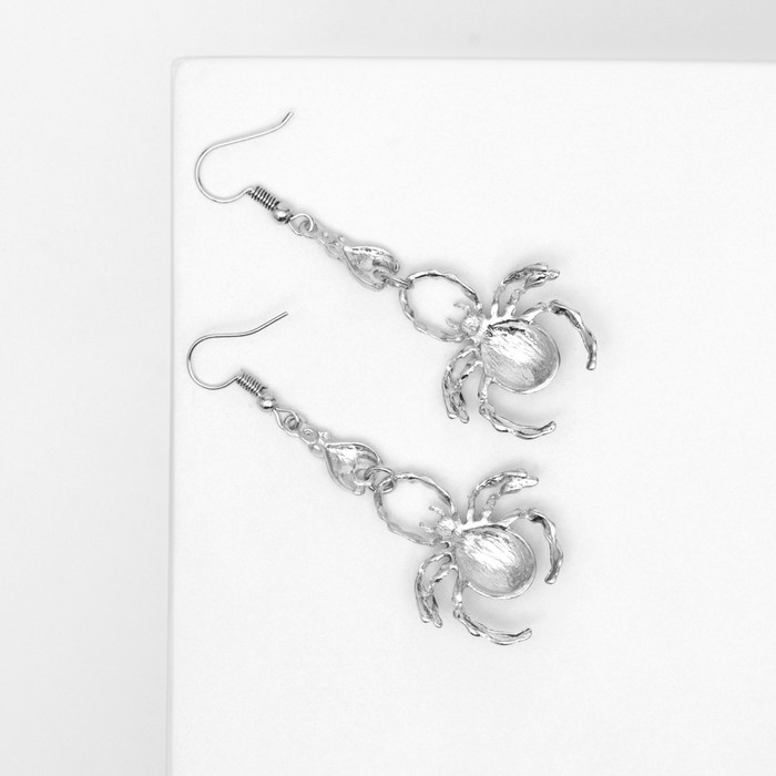 Серьги эмаль «Пауки», цвет чёрно-красный в чернёном серебре Серьги эмаль «Пауки», цвет чёрно-красный в чернёном серебре