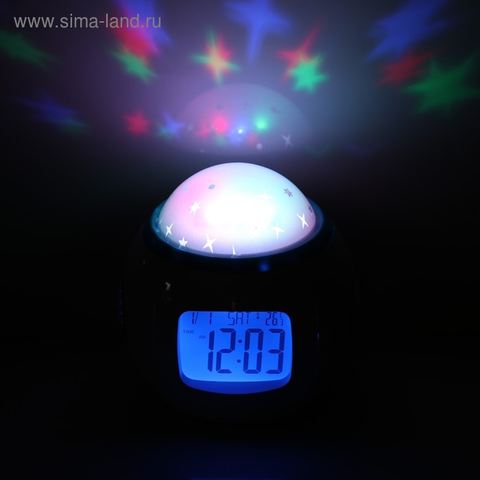 Будильник Luazon LB-10  Будильник Luazon LB-10 "Звездное небо", часы, 8 мелодий, белый