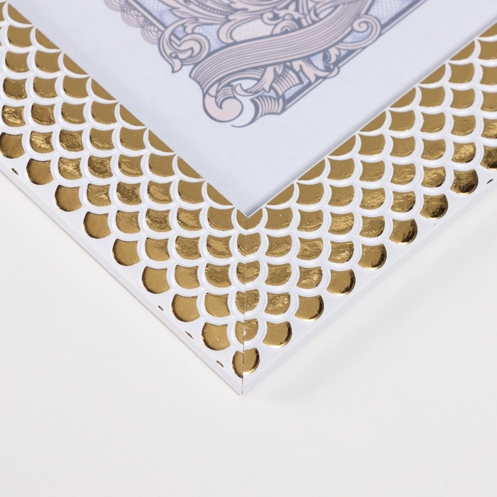 Фоторамка пластик формат А4 Фоторамка пластик формат А4 "Золотые чешуйки" белая 34,2х25,5 см
