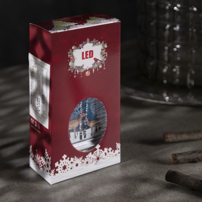 Светодиодная фигура «Серебристый фонарь с оленями» 7 × 13 × 3.5 см, пластик, батарейки AG13х3 (в комплекте), свечение тёплое белое Светодиодная фигура «Серебристый фонарь с оленями» 7 × 13 × 3.5 см, пластик, батарейки AG13х3 (в комплекте), свечение тёплое белое