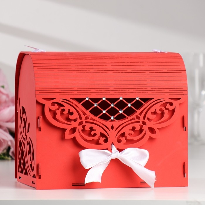 Семейный банк Семейный банк "Ажурный", со стразами, красно-белый, 23,5х17х20 см