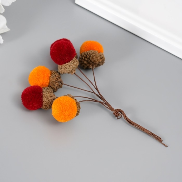 Цветы для декорирования "Хлопчик" оранжево-бордовый 1 букет= 6 веточек d=2 см 11 см