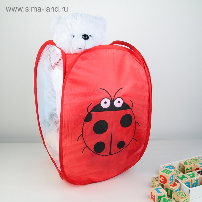 Корзина для игрушек Доляна «Божья коровка», складная, 32×32×52 см, цвет красный Корзина для игрушек Доляна «Божья коровка», складная, 32×32×52 см, цвет красный