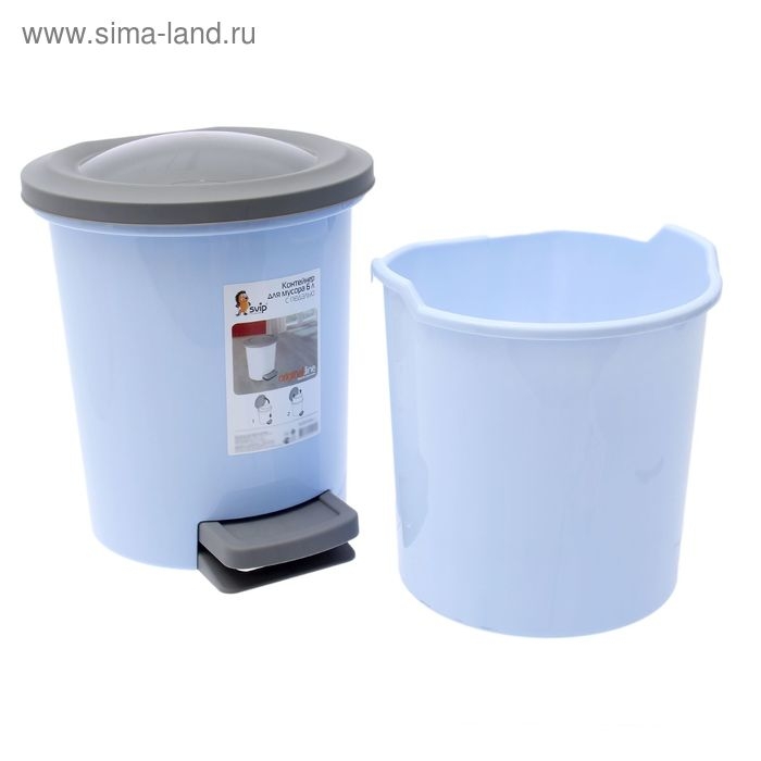 Ведро для мусора с педалью, 6 л, цвет МИКС Ведро для мусора с педалью, 6 л, цвет МИКС