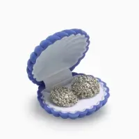 Футляр под серьги, кулон &laquo;Ракушка&raquo;, 6&times;5.5 см, бархатный, небесный