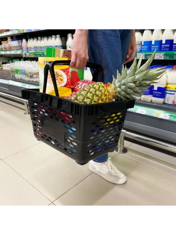 Корзина покупательская пластиковая 20 л, чёрная