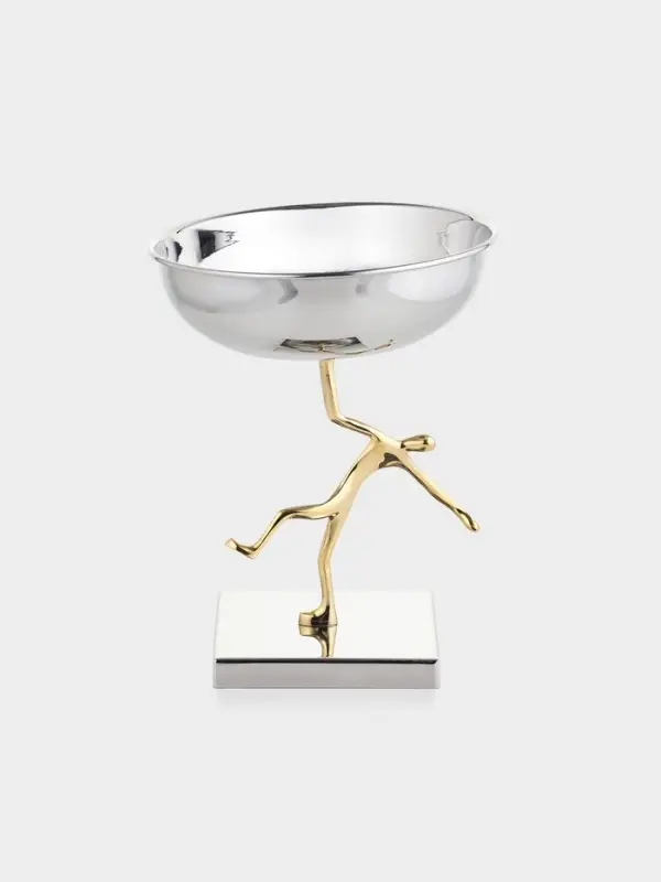 Блюдо сервировочное на подставке &laquo;Человек&raquo;, d=18 см, нержавеющая сталь, латунь