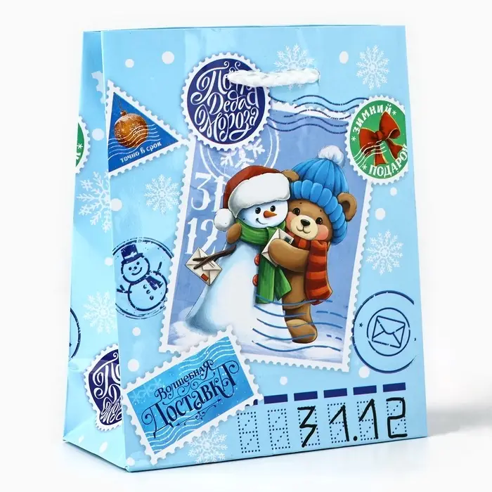Пакет подарочный новогодний ламинированный «Новогодняя посылка», S 12 х 15 х 5.5 см Пакет подарочный новогодний ламинированный «Новогодняя посылка», S 12 х 15 х 5.5 см