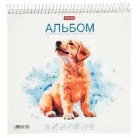 АЛЬБОМ для рисования и художественных работ  20л А4ф 220х220мм 220гр на пластик.спирали жесткая подл