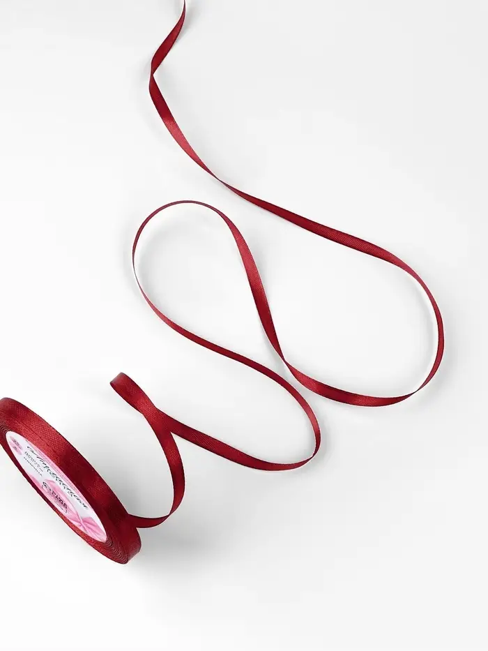 Лента атласная, 6 мм &times; 23 &plusmn; 1 м, цвет винный №165