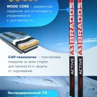 Комплект лыжный: пластиковые лыжи 175 см без насечек, стеклопластиковые палки 135 см, крепления NNN, МИКС