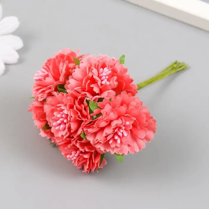 Цветы для декорирования "Астра коралловая" 1 букет=6 цветов 10 см