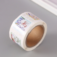 Наклейка бумага "Марки. Школа" 3х3 см 200 шт в рулоне