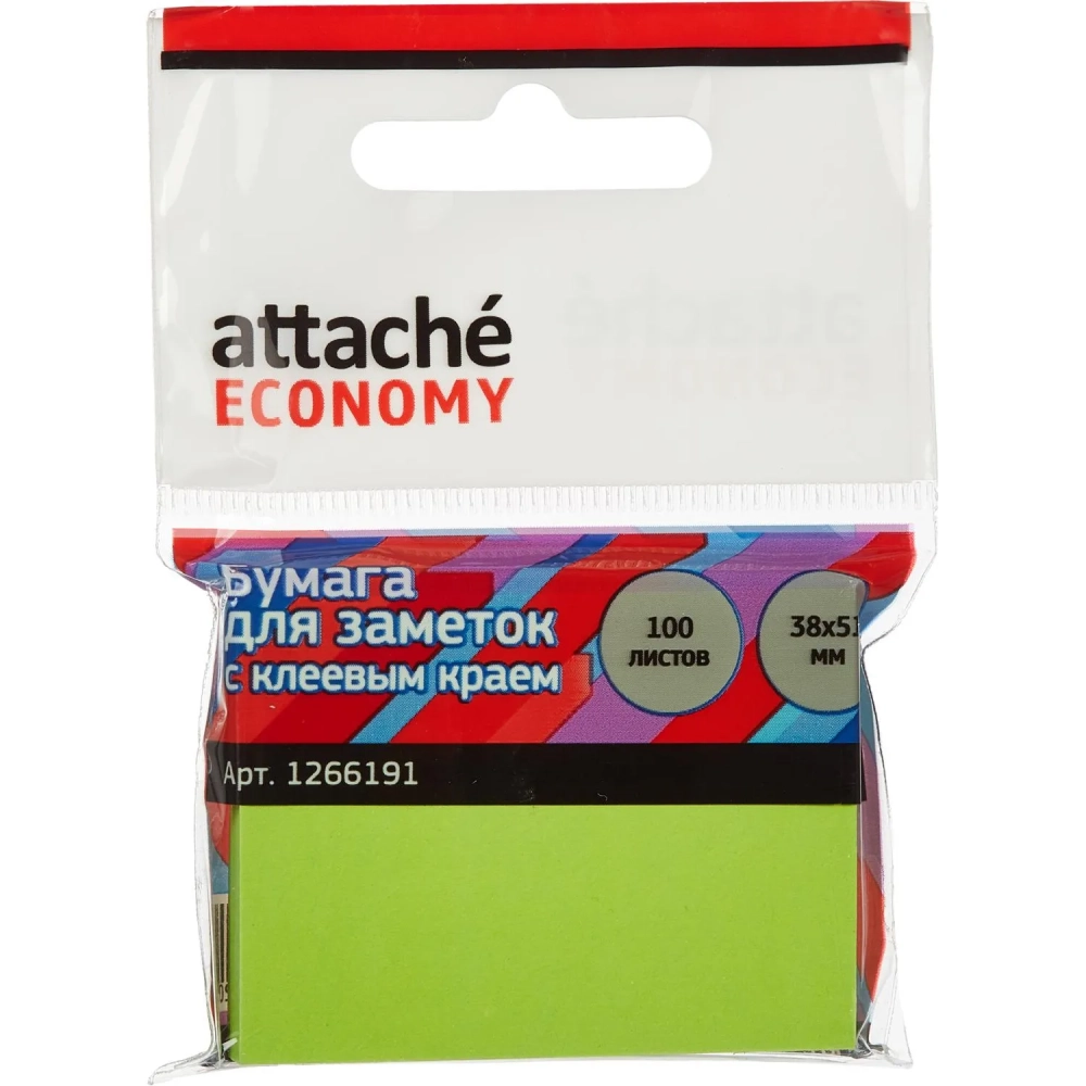 Стикеры  с клеев.краем 38x51 мм,100 лист неоновый зеленый