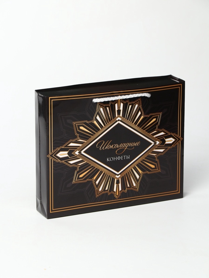 Конфеты в коробке-пакет "Черно-золотой", 150 г