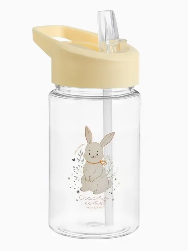 Поильник детский с трубочкой «Зайка», 350мл., цвет бежевый Mum&Baby Поильник детский с трубочкой «Зайка», 350мл., цвет бежевый Mum&Baby