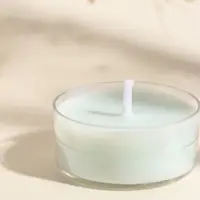 Чайная свеча ароматическая "Круглая" светло-голубая, аромат древесный 3,8х3,8х1,8 см