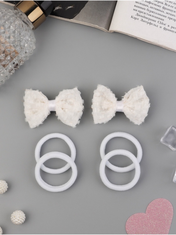 Набор для волос Набор для волос "Школьница галант" (4 резинки 3,5 см, 2 зажима 5,5 см) облачко, белый