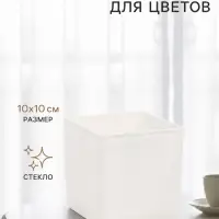Кашпо для цветов &laquo;Квадро&raquo;, стеклянное, 10&times;10&times;10 см, белое, Greengo