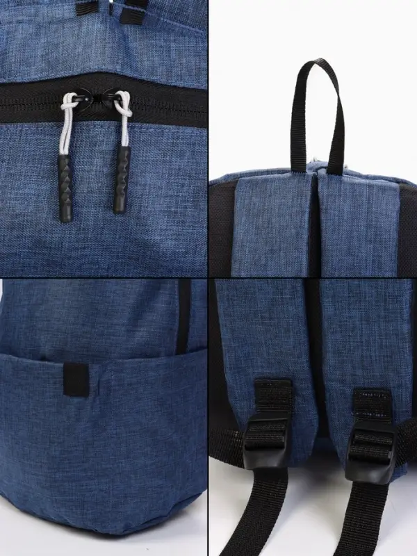 Рюкзак молодёжный на молнии, водонепроницаемый, с карманами, размер 22&times;12&times;35 см, синий