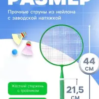 Набор для бадминтона ONLYTOP &laquo;Друзья&raquo;: 2 ракетки 44 см, 2 волана, мяч, чехол, зелёный