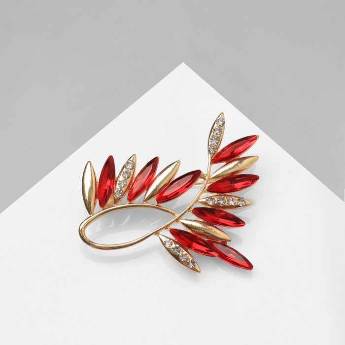 Брошь «Петля», цвет красно-белый в золоте Брошь «Петля», цвет красно-белый в золоте