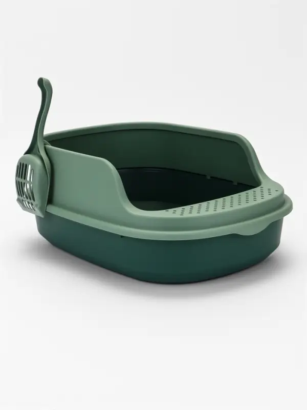 Лоток для кошек Фур-Мур 48×35.5 cм с высоким бортом + совок, Soft-touch, изумруд Лоток для кошек Фур-Мур 48×35.5 cм с высоким бортом + совок, Soft-touch, изумруд