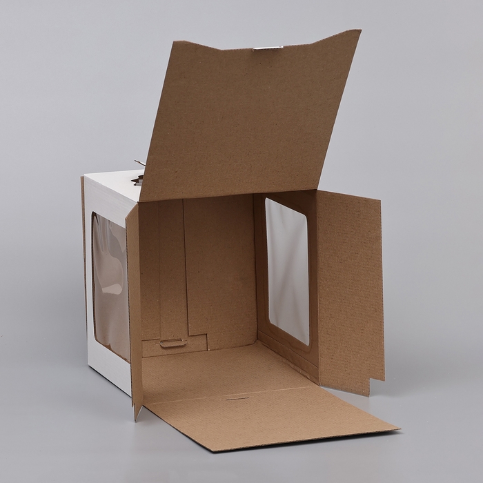 Кондитерская упаковка Кондитерская упаковка "Квадрат", 2 окна, белая, 26 х 26 х 28 см