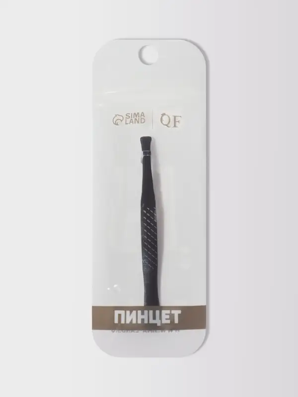 Пинцет прямой, широкий, 9 см, чёрный