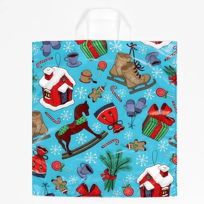 Пакет « Коньки », полиэтиленовый с петлевой ручкой, 42×38 см Новый год