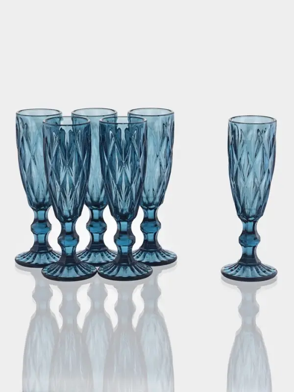 Набор бокалов из стекла для шампанского Magistro &laquo;Круиз&raquo;, 160 мл, 7&times;20 см, 6 шт., синий