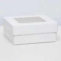 Коробка подарочная складная, упаковка, крышка - дно, с окном, белая, 12&times;12&times;5 см