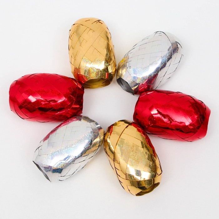 Лента упаковочная голография 0,5 см х 10 м, цвета МИКС Лента упаковочная голография 0,5 см х 10 м, цвета МИКС