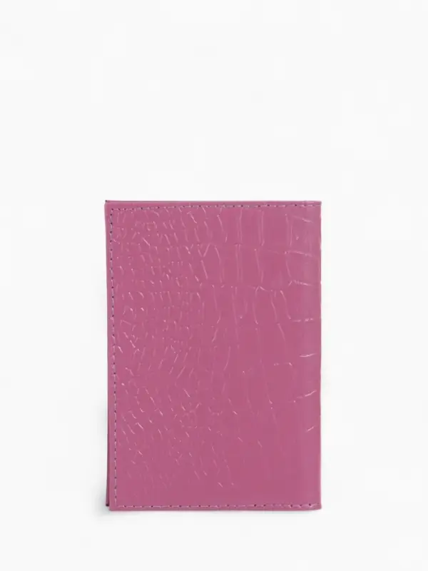 Обложка для паспорта, натуральная кожа, тиснение фольгой, сиреневая